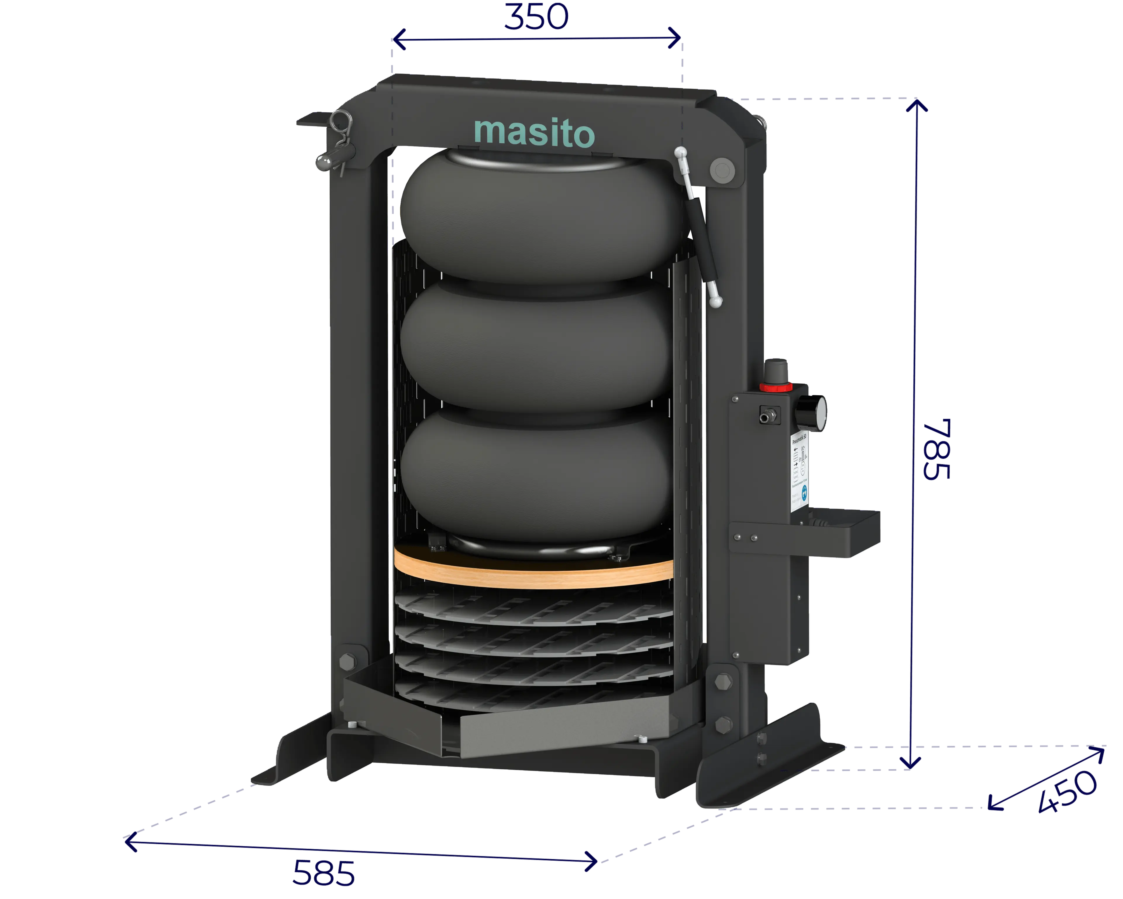 Juice Press Pneumatik 50 – See dimensions